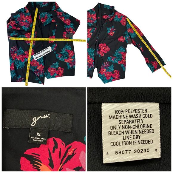 GNW Blazer Womens XL Floral Chiffon Jacket Work Office Casual Church Shawl Lapel - Picture 4 of 15